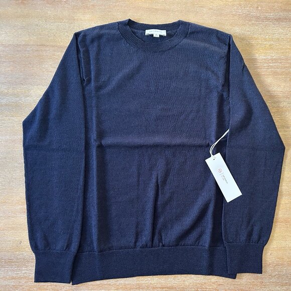 NWT AG Adriano Goldschmied Navy Marino Wool Crewneck Sweater, Size M - Picture 4 of 8